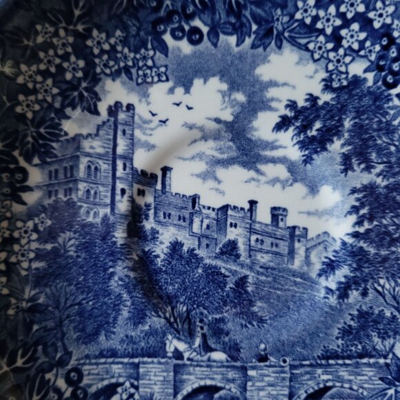 Vtg J & G Meakin Haddon Hall Scene Saucer, Blue & White English Ironstone Plate - Picture 2 of 7